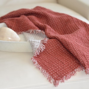 Sweet Polkadot Reversible Linen Blanket for Kids.Soft, warm and cosy.Use at home, park, beach or as a stroller blanket. Baby Blanket