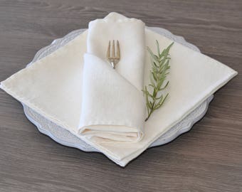 White Linen Napkins / Set of 2, 4, 6, 8 / Dinner napkins / Washed linen napkin / Holiday napkins / White napkin / Wedding napkins