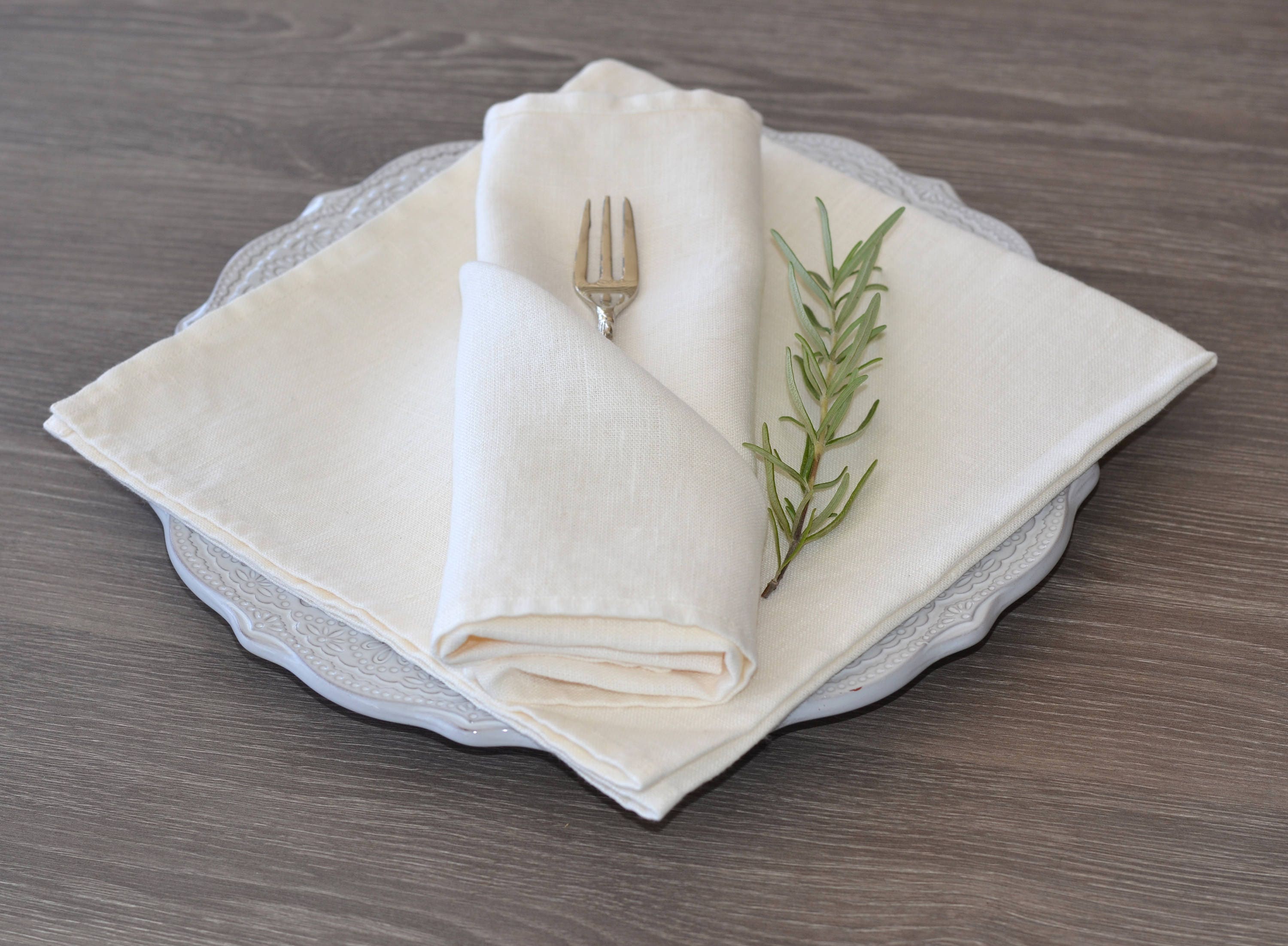 100% Linen Table Napkin Set. Choose Natural, White or Mixed - Set of 4 –  Woven Grey