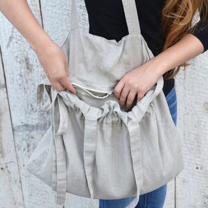 Natural linen tote bag/ Shopping bag / Beach tote / Eco friendly / Reusable bag / Shopper / Travel bag / Yoga tote / Stonewashed image 2