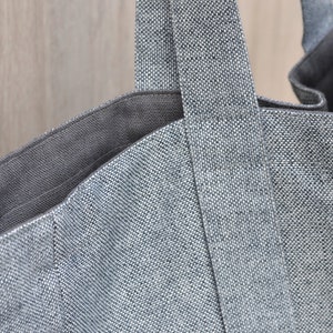 Linen Canvas Bag, Linen Tote Bag, Blue and White linen tote, Handbag, Travel gab, Shoulder bag, Two colors, Inside zipper pocket, Durable image 8