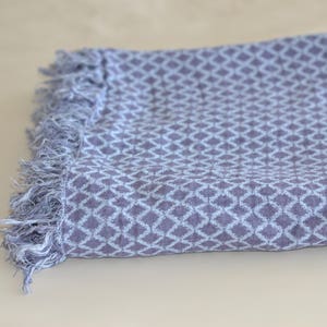 Lovely Violet and Baby Blue Linen Blanket. Double sided. As shawl or home decor detail. Available in 3 sized. Matching mommy-daughter style image 5