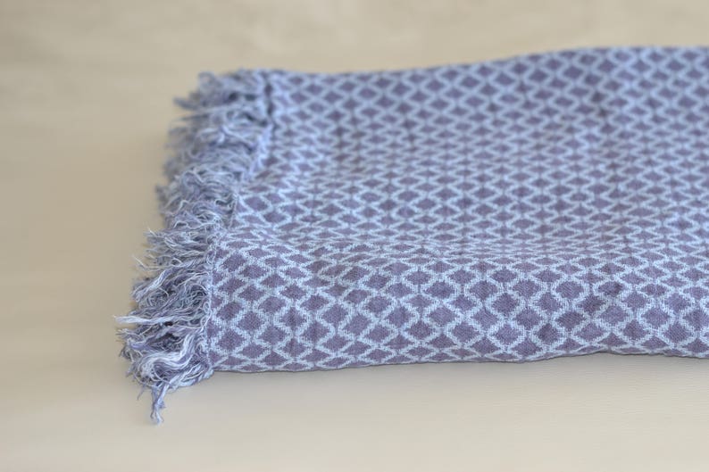 Lovely Violet and Baby Blue Linen Blanket. Double Sided. as Etsy