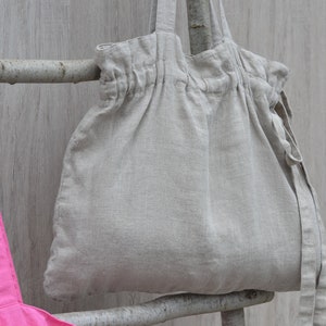 Natural linen tote bag/ Shopping bag / Beach tote / Eco friendly / Reusable bag / Shopper / Travel bag / Yoga tote / Stonewashed image 7