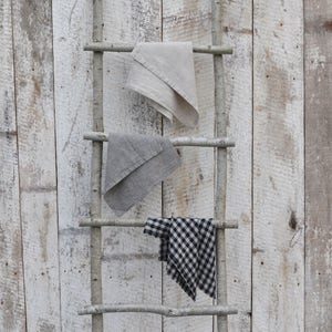 Kitchen towel set / 3 tea towels / Solid, stripped , plaid / Housewarming gift / Holiday gift / Natural linen image 1