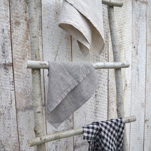 Kitchen towel set / 3 tea towels / Solid, stripped , plaid / Housewarming gift / Holiday gift / Natural linen image 2