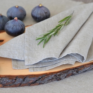 Linen Napkins Set of 2, 4, 6, 8,  Dinner napkins, Stonewashed linen napkin, Holiday napkins, Light gray linen