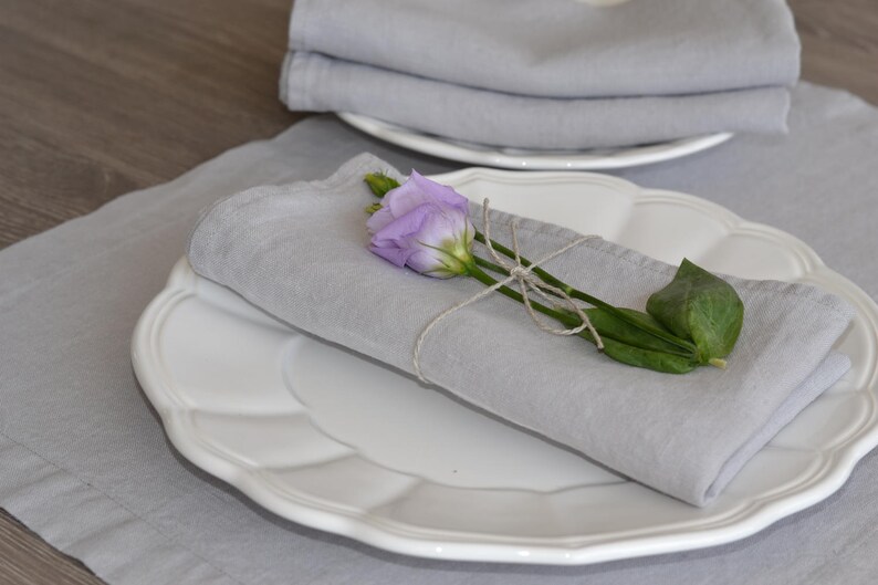 Lot de 2 serviettes / linge serviettes / nuage gris serviette de table / décoration de Table image 5