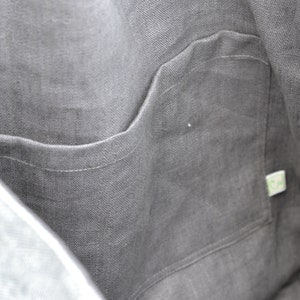 Linen Canvas Bag, Linen Tote Bag, Blue and White linen tote, Handbag, Travel gab, Shoulder bag, Two colors, Inside zipper pocket, Durable image 9
