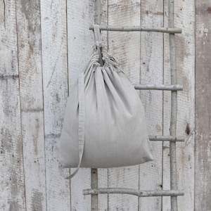 Linen laundry bag/ Drawstring bag / Shoulder strap / Dry clean bag / Laundry carrier / Storage bag /  Travel bag / Laundry hamper