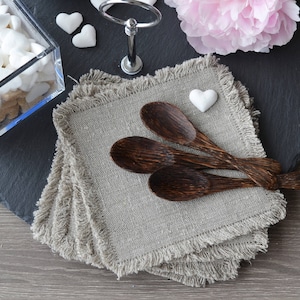 Set of 4 linen coasters / Double sided / Cocktail napkin / Cup coaster / Table linens / Fabric coasters / Table decor / Coffee coaster