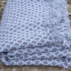 Lovely Violet and Baby Blue Linen Blanket. Double sided. As shawl or home decor detail. Available in 3 sized. Matching mommy-daughter style image 2