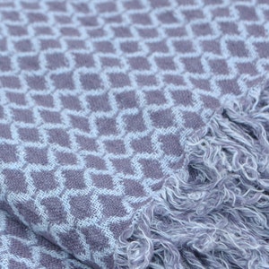 Lovely Violet and Baby Blue Linen Blanket. Double sided. As shawl or home decor detail. Available in 3 sized. Matching mommy-daughter style image 4