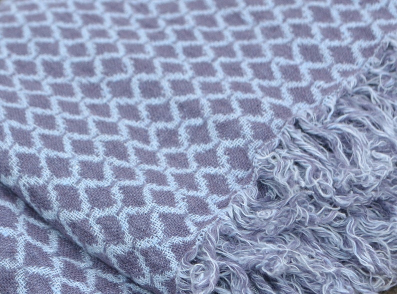 Lovely Violet and Baby Blue Linen Blanket. Double Sided. as Etsy