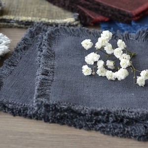 Set of 4 linen coasters / Double sided / Cocktail napkin / Cup coaster / Stonewashed / Fabric coasters / Table decor / Coffee coaster