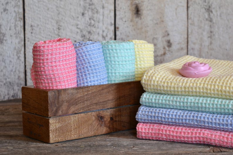 Bright colored linen waffle towels / Kids towels / Pool towels / Bath towels / Infant towels / Water absorbent / image 1