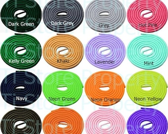 Round Shoelaces 3/16" Wide Solid Colors Several Lengths For Sneakers and Shoes