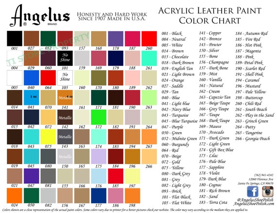 Angelus Acrylic Paints, Dyes, & Finishes