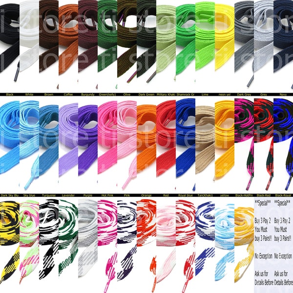 2 Pairs Thick Fat Shoelaces for Sneakers, Boots and Shoes - Chose Your Colors