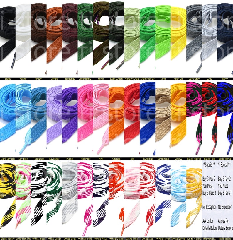 Chose Your Colors Boots and Shoes 2 Pairs Thick Fat Shoelaces for Sneakers