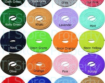2 pairs of Round Shoelaces 3/16" Wide Solid Colors Several Lengths For Sneakers and Shoes