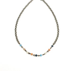 ACJ Exclusive ~ Island Papaya Multi Color Beaded Necklace ~ Antique Brass ~ Rosary ~ Layering ~ Gifts for Her ~ Boho ~ Adjustable