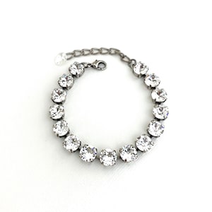 Classic Crystal Clear 8mm Bracelet ~ Gifts for Her ~ Clear Crystal Bracelet ~ Antique Silver ~