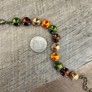 Hello Fall! Crystal 12mm Rivoli Fall Bracelet ~ Antique Brass ~ Burnt Orange ~ Pumpkin ~ Brown Sugar ~ Olive ~ Fall Jewelry bild 4