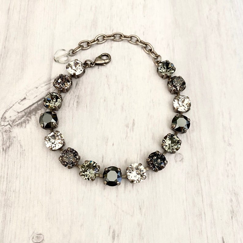 Crystal 8mm Black Classic Clear Patina Bracelet Gifts - Etsy