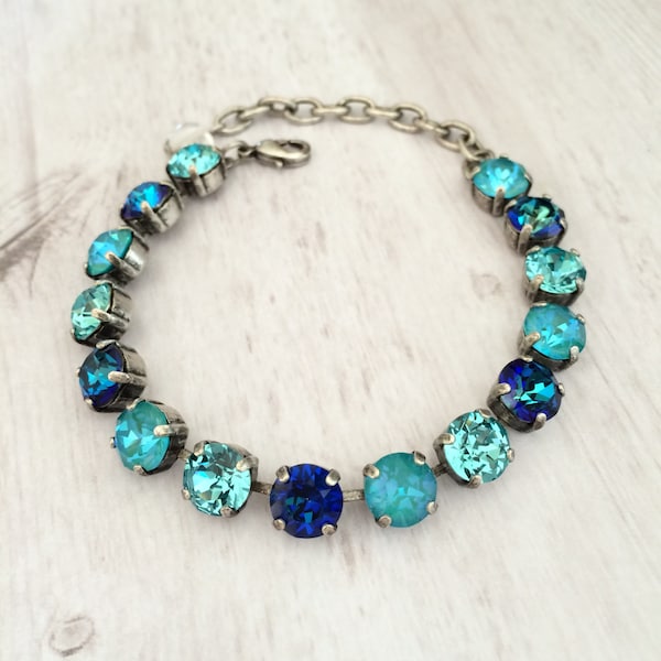 Bermuda Blue 8mm Bracelet ~ Ocean Aqua and Laguna Bracelet ~ Iridescent ~ Mother's Day ~ Gifts for Her