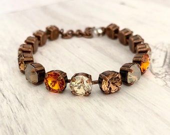 Fall Pumpkin Spice 8mm Bracelet ~ Burnt Orange ~ Antique Copper ~ Fall Bracelet ~ Fall Jewelry ~ Rustic Jewelry