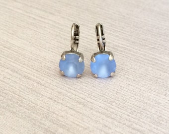 Light Sapphire Matte Frost Earrings // 8mm Blue Earrings // Light Blue Bridesmaids Gifts // Powder Blue // Pale Blue