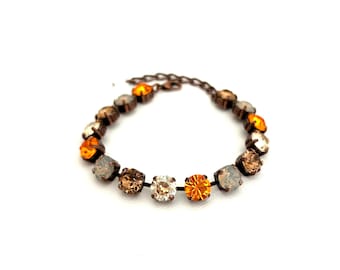 Fall Pumpkin Spice 8mm Bracelet ~ Burnt Orange ~ Antique Copper ~ Fall Bracelet ~ Fall Jewelry ~ Rustic Jewelry
