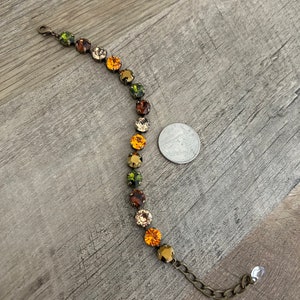 Fall Tones 8mm Bracelet ~ Fall Bracelet ~ Antique Brass ~ Pumpkin Orange ~ Olive Green ~ Burnt Orange ~ Earth Tones image 4