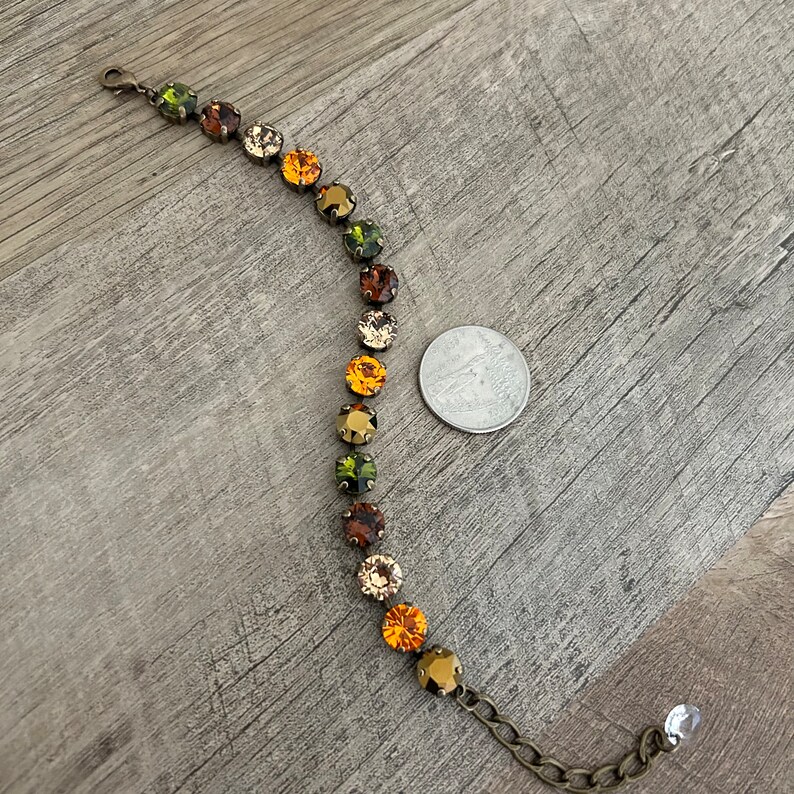 Fall Tones 8mm Bracelet ~ Fall Bracelet ~ Antique Brass ~ Pumpkin Orange ~ Olive Green ~ Burnt Orange ~ Earth Tones image 4