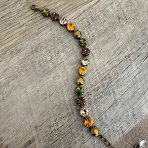 Fall Tones 8mm Bracelet ~ Fall Bracelet ~ Antique Brass ~ Pumpkin Orange ~ Olive Green ~ Burnt Orange ~ Earth Tones image 2