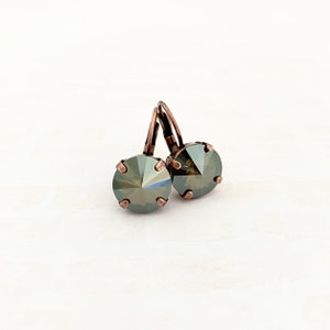 Bronze Shade 12mm Round Rivoli Earrings ~ Antique Copper ~ Drop Dangle Earrings ~ Fall Jewelry ~ Autumn ~ Gift for Her
