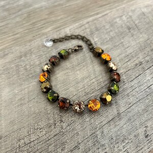 Fall Tones 8mm Bracelet ~ Fall Bracelet ~ Antique Brass ~ Pumpkin Orange ~ Olive Green ~ Burnt Orange ~ Earth Tones image 3