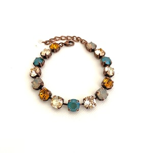 Fall Farmhouse 8mm Crystal Bracelet ~ Antique Copper ~ Autumn Jewelry ~ Fall Jewelry ~ Topaz ~ Opal ~ Fall Green and more ~ Neutral