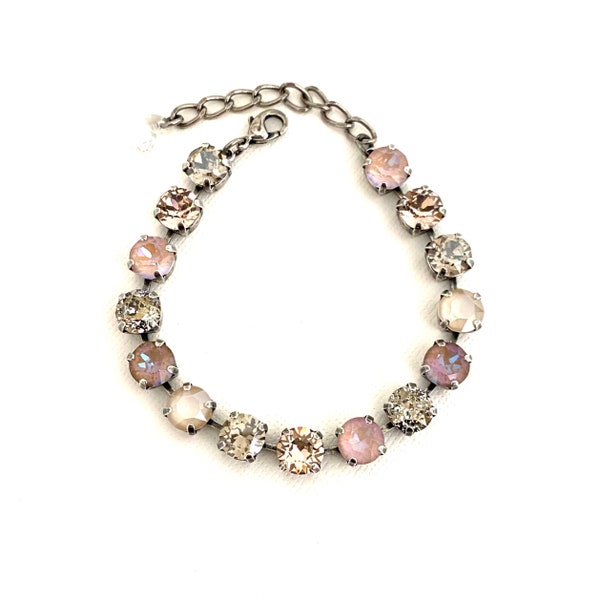 Sheer Elegance Crystal 8mm Bracelet ~ Antique Silver ~ Rare Cappuccino and Ivory Cream ~ Dusty Pink Delite, Patina and More ~ Gifts for Her