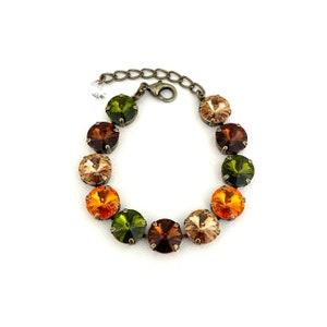 Hello Fall! Crystal 12mm Rivoli Fall Bracelet ~ Antique Brass ~ Burnt Orange ~ Pumpkin ~ Brown Sugar ~ Olive ~ Fall Jewelry bild 3