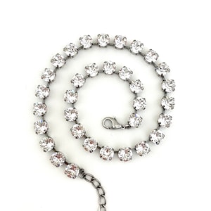 Classic Clear Crystal 8mm Necklace ~ Gifts for Her ~ Timeless Style ~ Clear Necklace ~ Antique Silver ~