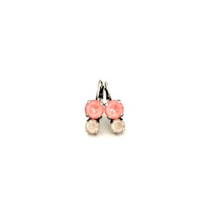 Summer Flamingo and Ivory Cream Crystal Drop Earrings ~ 8mm and 6mm ~ Antique Silver Lever Backs ~ Gifts for Her