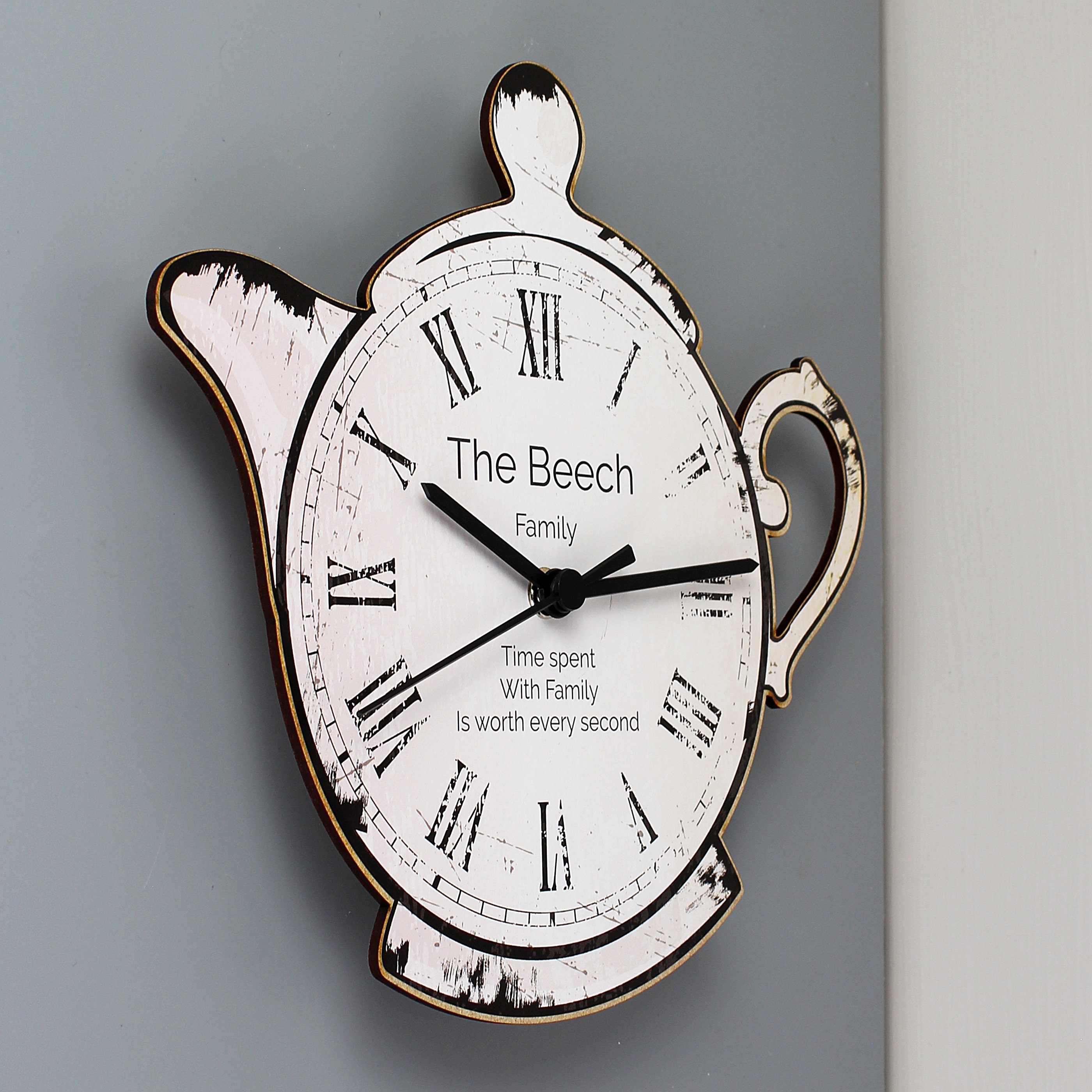 Personalised Teapot Shape Wooden Clock Made in the UK Etsy