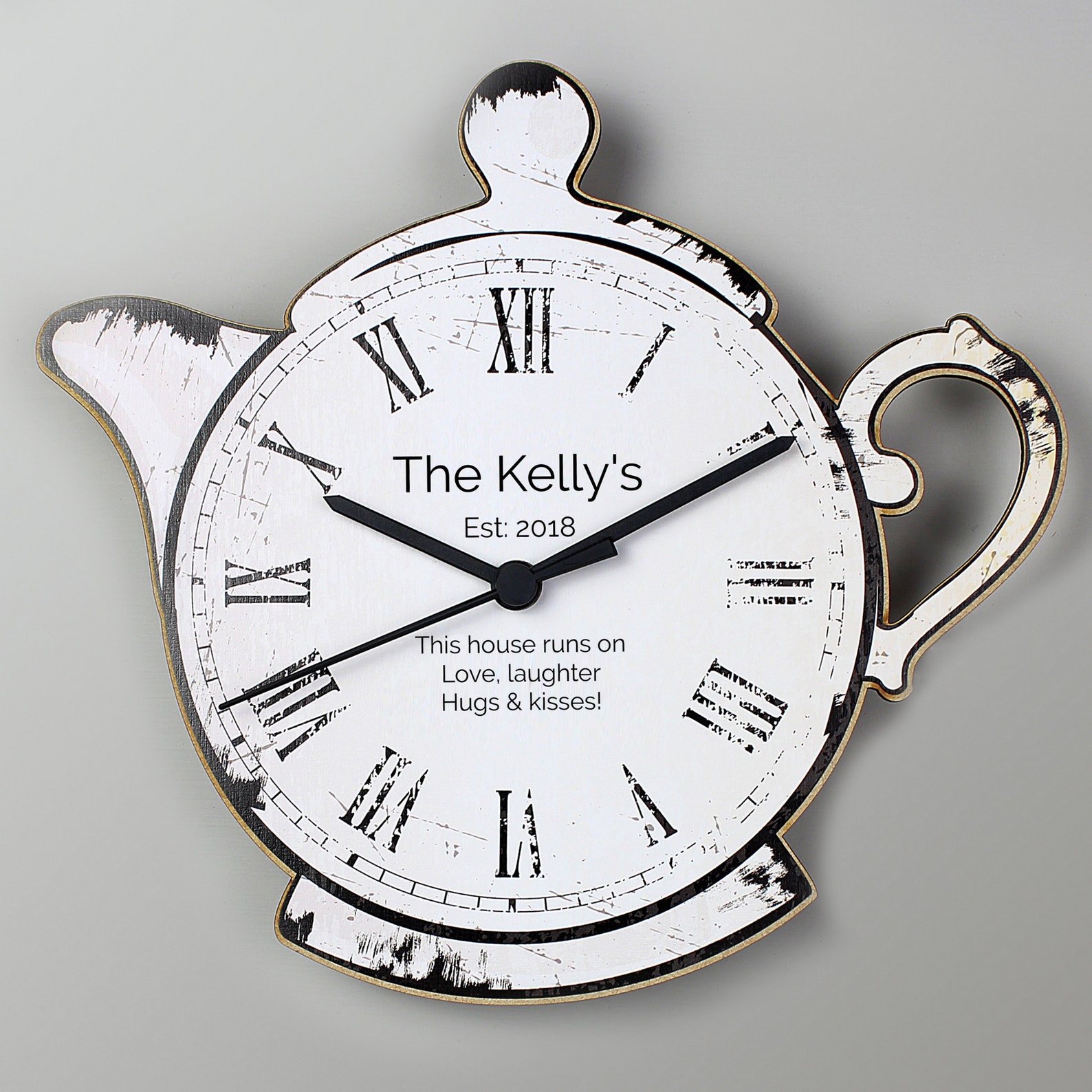 Personalised Teapot Shape Wooden Clock Made in the UK Etsy