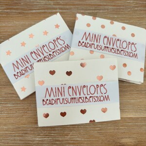 Cute Mini Envelopes & Note card ~ Thank you card | Valentines note | Wedding favour | Party invite ~ Rose Gold Foil Designs ~ Pack of 4