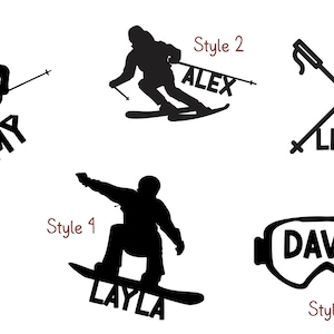 Ski personnalisé | Snowboard | Étiquettes en vinyle permanentes pour casques de ski ~ N'importe quel nom ~ Beaucoup de couleurs ~ Pour les bouteilles | Boîtes à lunch | Livres |