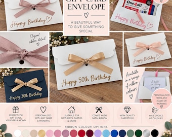 Busta regalo personalizzata con nastro / Portafoglio e porta carte regalo (07)