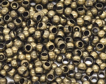 Cuentas de engarce de 2,5 mm en bronce envejecido o plata - Paquete de 100