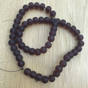 Jewellery Making Glass 6mm Frosted Round Beads - Dark Purple - Sold Per 11&quot; Strand